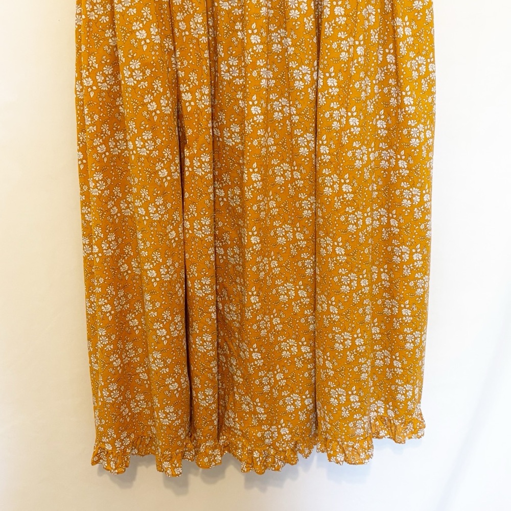 Anthropologie Mender Smocked Yellow Floral Midi Dress Size 3X - Picture 5 of 9